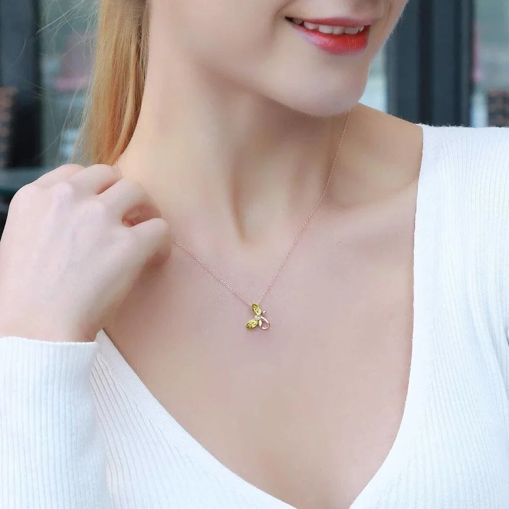Butterfly Necklaces November Birthstone for Women 925 Sterling Silver Gold Tone‎